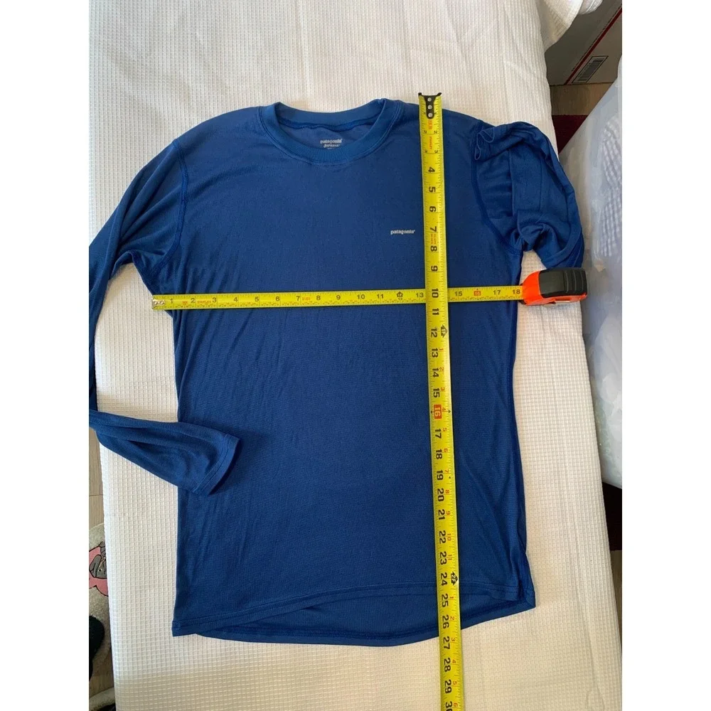 (B-72) Patagonia Capilene Men's Long Sleeve Shirt Blue Size M Performance Athlet